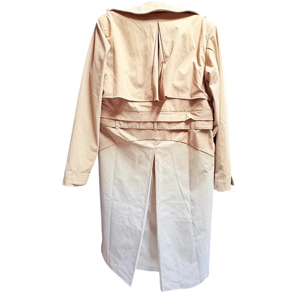 Nike Serena Williams Women Ombre‎ Trench Coat Tan White Belted Jacket Large New